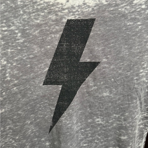 Oddpeople AC/DC Vintage Gray and Black Lightning Bolt Short Sleeve Tee - Picture 3 of 9